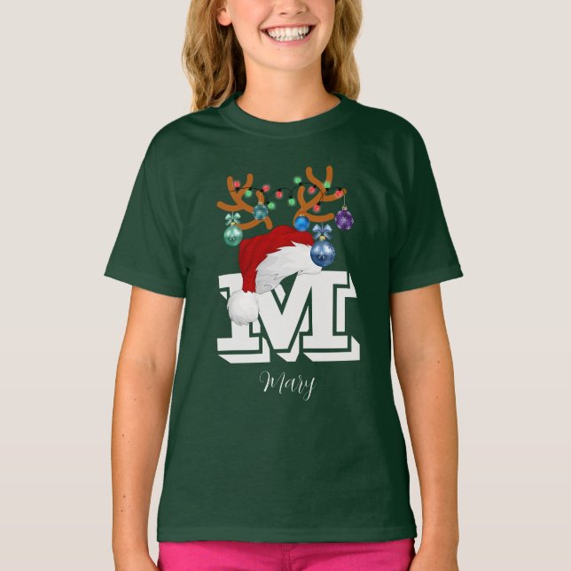 Initial Name Matching Christmas Family T-Shirt (Front)