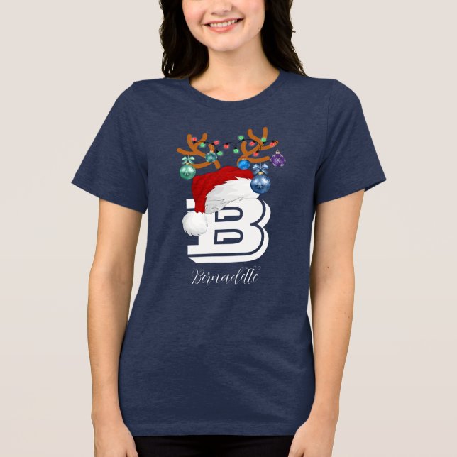 Initial Name Matching Christmas Family Tri-Blend Shirt (Front)