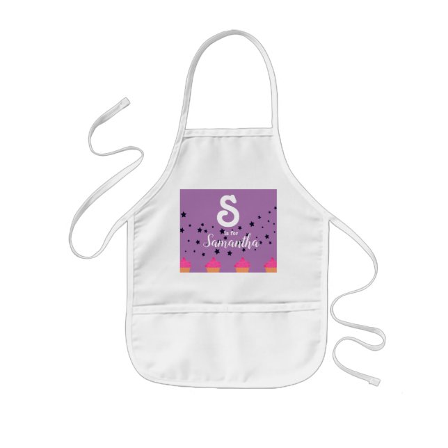 Initial Name Personalised Cupcakes Kids' Apron (Front)