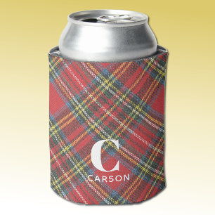 Initial Name, Stewart Tartan Plaid 12oz Can Cooler