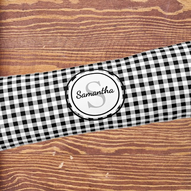 Initial Name, Trendy Black White Buffalo Check Body Cushion (Creator Uploaded)
