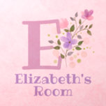 Initial & Name with Floral Design Wall Decal<br><div class="desc">Initial & Name with Floral Design. Design features the recipient's Monogram & Name with Flowers either side in a water colour pastel style. Initial is the letter E. Example shows Elizabeth. Enhance your living space with this elegant wall decal featuring a personalised initial and name adorned with a delicate floral...</div>