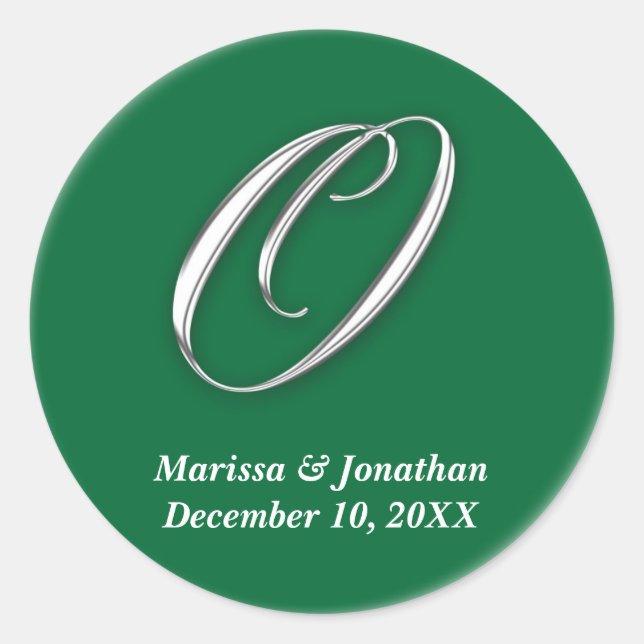 Initial O green monogram custom name favour seal (Front)