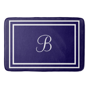 Initial or name dark blue bathmat