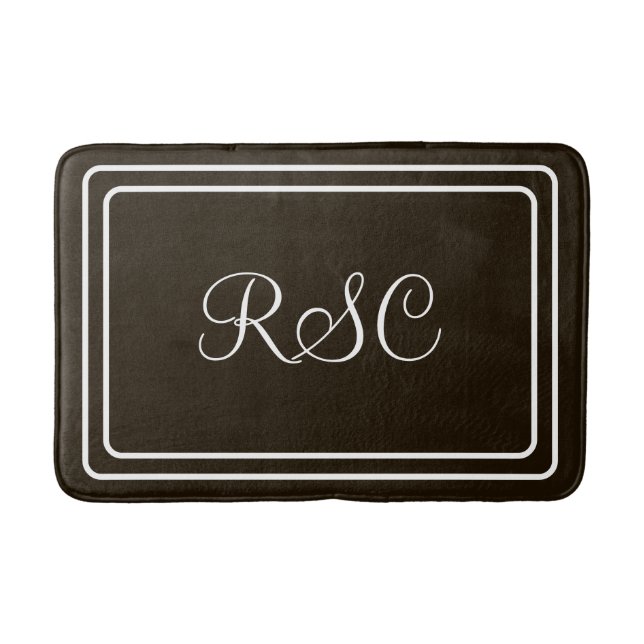 Initial or name dark brown round corners bathmat (Front)