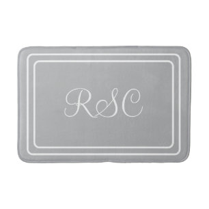 Initial or name light grey round corners bathmat