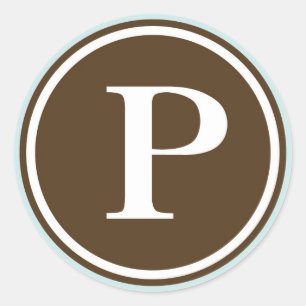Initial P monogram circle letter seal party favour