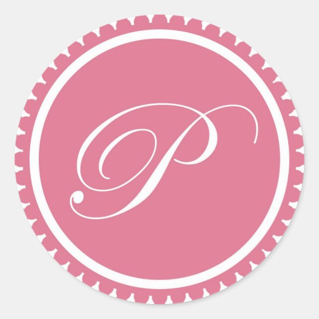 Initial P princess pink monogram seal party favour (Front)