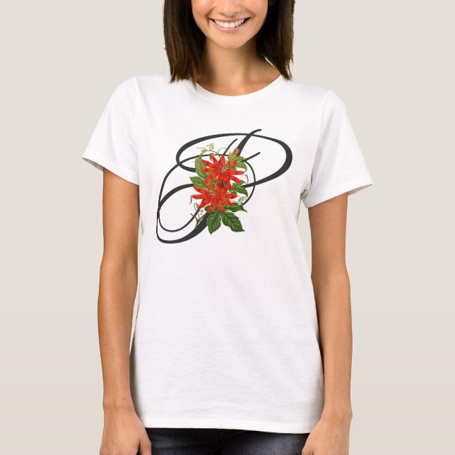 Initial P, Vintage Passion Flower T-Shirt (Front)