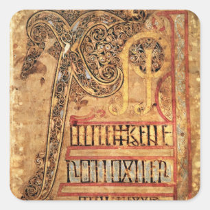 Initial page from the Lichfield Gospels, c.720 Square Sticker