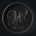 Initial Personalised Elegant Black Grey Monogram  Clock<br><div class="desc">Simple stylish custom initial monogram in modern typography. Perfect custom gift with a personal touch</div>