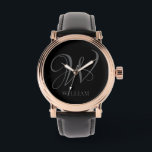 Initial Personalised Elegant Black Grey Monogram  Watch<br><div class="desc">Simple stylish custom initial monogram in modern typography. Perfect custom gift with a personal touch</div>