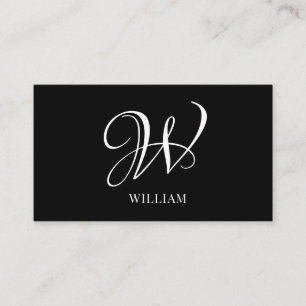 Initial Personalised Elegant Black Monogram Business Card
