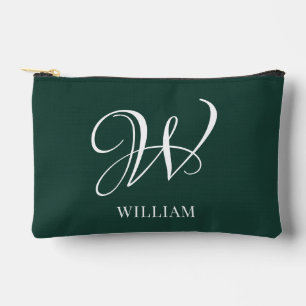 Initial Personalised Elegant Emerald Monogram  Accessory Pouch