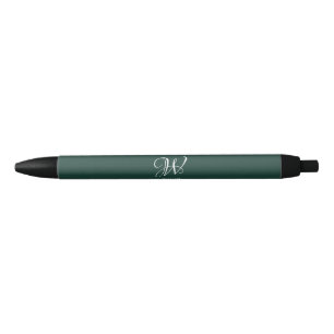 Initial Personalised Elegant Emerald Monogram Black Ink Pen