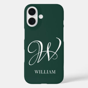 Initial Personalised Elegant Emerald Monogram iPhone 16 Case