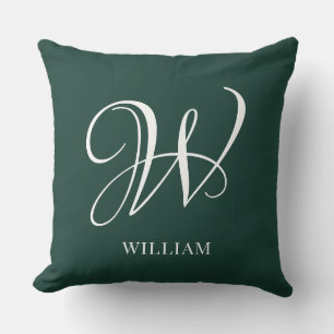 Initial Personalised Elegant Emerald Monogram  Cushion