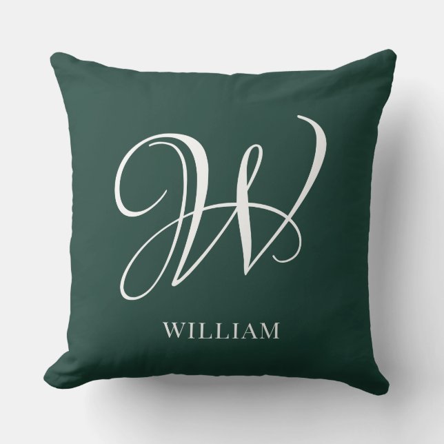 Initial Personalised Elegant Emerald Monogram  Cushion (Front)