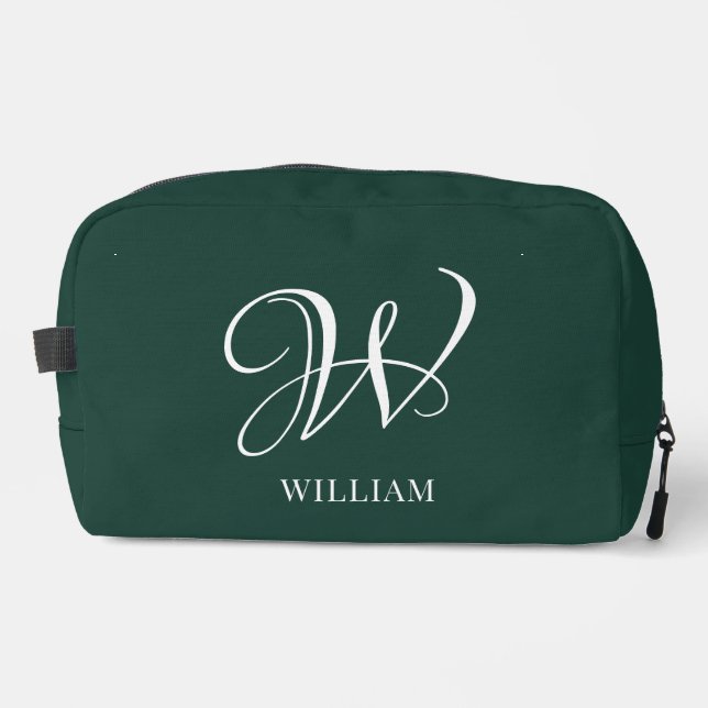 Initial Personalised Elegant Emerald Monogram  Dopp Kit (Front)