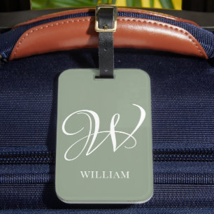 Initial Personalised Elegant Emerald Monogram  Luggage Tag