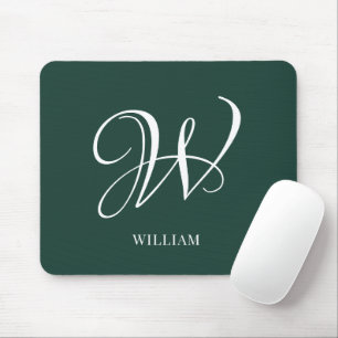 Initial Personalised Elegant Emerald Monogram Mouse Pad