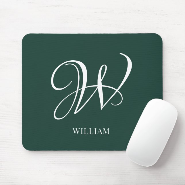 Initial Personalised Elegant Emerald Monogram  Mouse Pad (With Mouse)