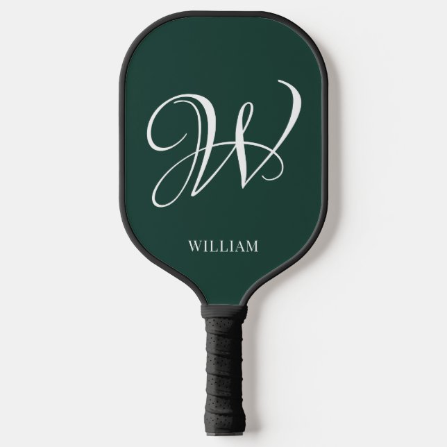 Initial Personalised Elegant Emerald Monogram  Pickleball Paddle (Front)