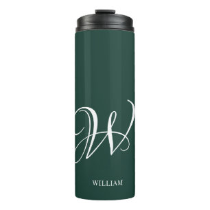 Initial Personalised Elegant Emerald Monogram  Thermal Tumbler