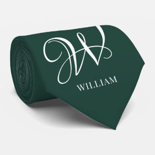 Initial Personalised Elegant Emerald Monogram  Tie