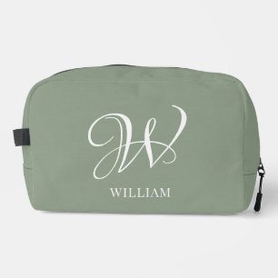 Initial Personalised Elegant Sage Green Monogram Dopp Kit