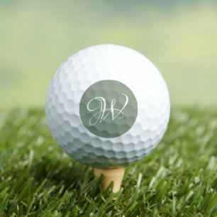 Initial Personalised Elegant Sage Green Monogram Golf Balls