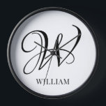 Initial Personalised Elegant White Monogram  Clock<br><div class="desc">Simple stylish custom initial monogram in modern typography. Perfect custom gift with a personal touch</div>