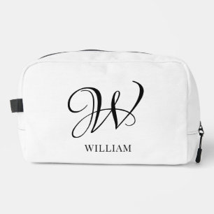 Initial Personalised Elegant White Monogram Dopp Kit