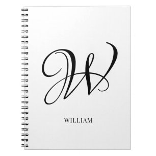 Initial Personalised Elegant White Monogram  Notebook