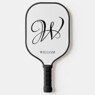 Initial Personalised Elegant White Monogram  Pickleball Paddle