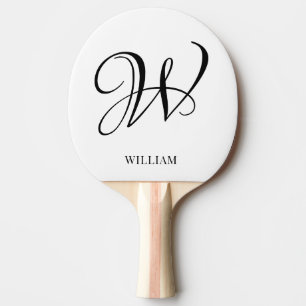 Initial Personalised Elegant White Monogram Ping Pong Paddle