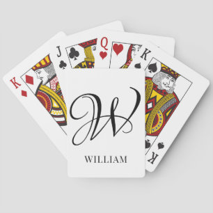 Initial Personalised Elegant White Monogram  Playing Cards