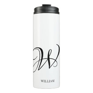 Initial Personalised Elegant White Monogram  Thermal Tumbler
