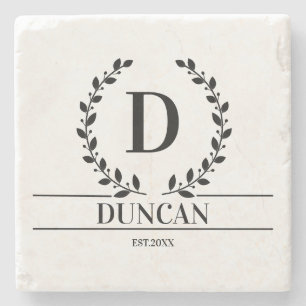 Initial Personalised Wedding Gift Newlywed Couples Stone Coaster