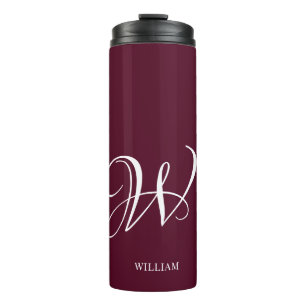 Initial Personalized Elegant Burgundy Monogram  Thermal Tumbler