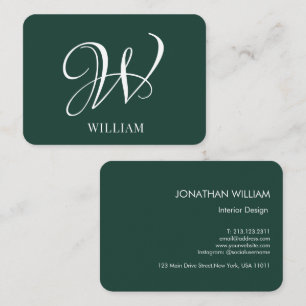 Initial Personalized Elegant Emerald Monogram  Business Card