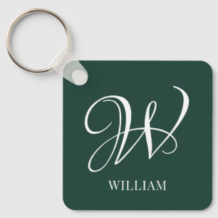 Initial Personalized Elegant Emerald Monogram  Key Ring