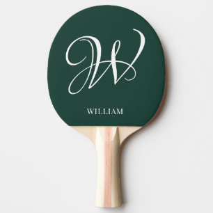 Initial Personalized Elegant Emerald Monogram Ping Pong Paddle