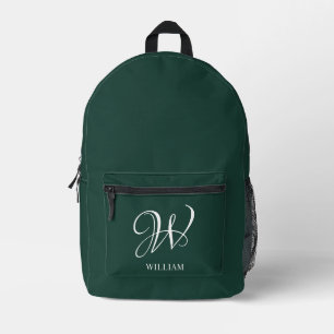Initial Personalized Elegant Emerald Monogram  Printed Backpack