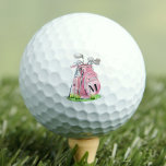 Initial Pink Monogram<br><div class="desc">This cute monogram golf ball features a stylish blush pink watercolor golf bag filled with clubs, surrounded by a touch of green grass. The design cleverly incorporates a simple serif font initial monogram on the bag, making it look like an integral part of the bag’s design. The monogram is currently...</div>