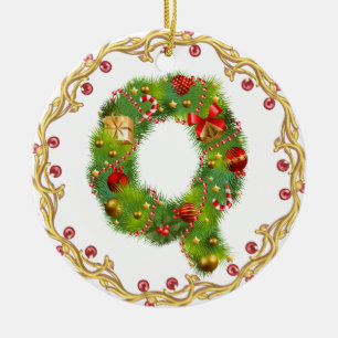 initial  Q monogrammed christmas ornament - circle