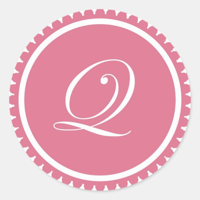 Initial Q princess pink monogram seal party favour (Front)