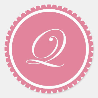 Initial Q princess pink monogram seal party favour