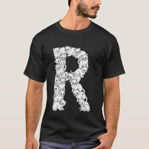 Initial R Capital Letter Funny Cat Lover Feline Ki T-Shirt