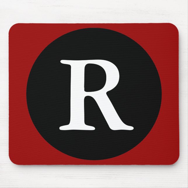 Initial R / Letter R Red Black & White Mousepad (Front)